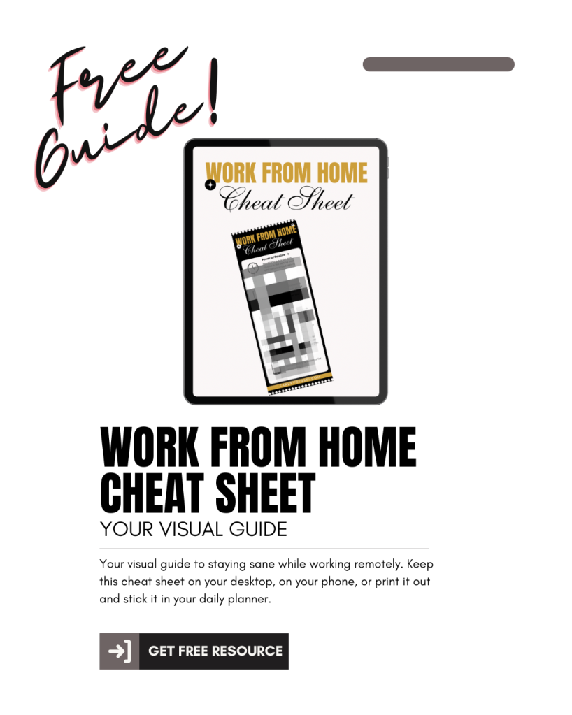This image display an ipad showing an advertisement for the Work From Home Cheat Sheet.
